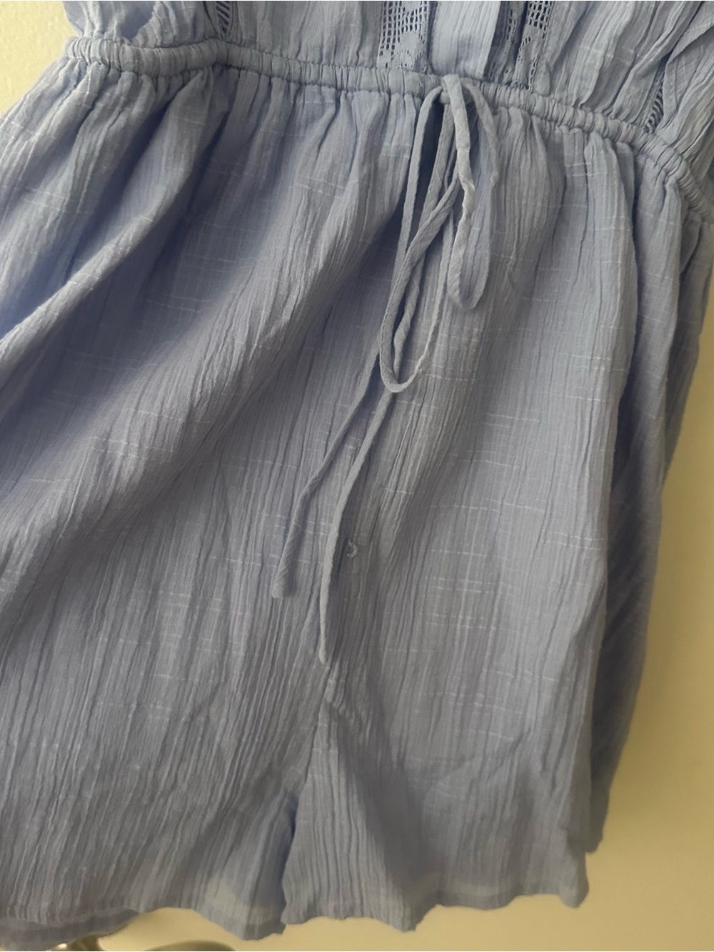 Light Blue Ruffle Sleeve Romper - Picture 2 of 4